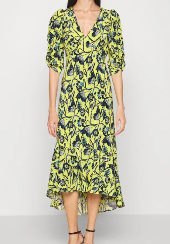 画像1: Diane von Furstenberg 　ダイアンフォンファステンバーグ　Tati 花柄ミディドレス  Butterfly Floral Sig Yel  05252 (1)