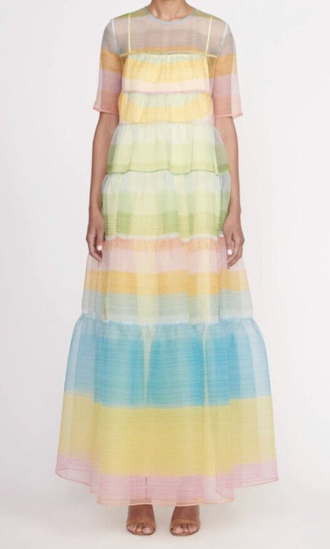 画像2: セール！STAUD スタウド　Hyacinth tiered maxi dress　COASTAL OMBRE  40401 (2)
