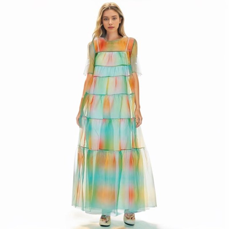 画像4: セール！STAUD スタウド　Hyacinth tiered maxi dress　マルチ  40902 (4)