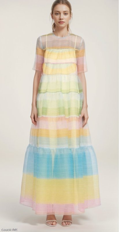 画像1: セール！STAUD スタウド　Hyacinth tiered maxi dress　COASTAL OMBRE  40401 (1)
