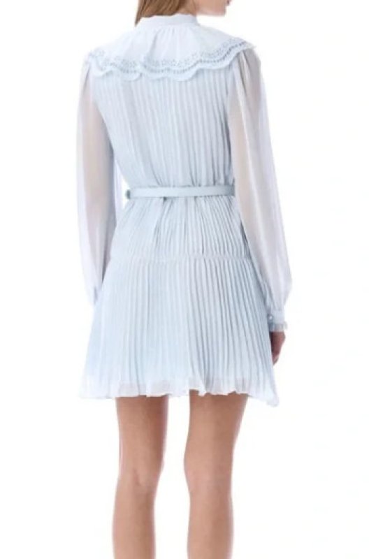 画像2: Self Portrait　セルフポートレート　ベルト付き Chiffon Mini Dress ライトブルー  06302 (2)