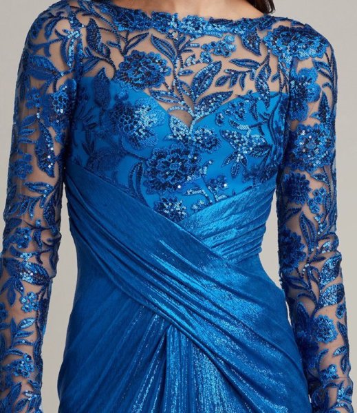 画像3: 【アンミカさん着用】Tadashi Shoji タダシショージ  VEDER DRAPED ILLUSION GOWN ブルー系 (3)