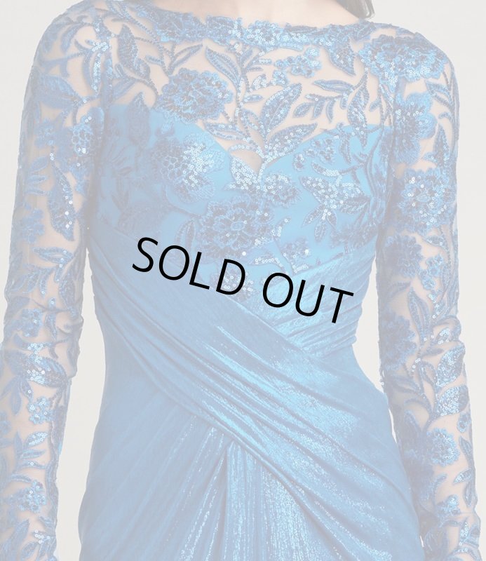 画像3: 【アンミカさん着用】Tadashi Shoji タダシショージ  VEDER DRAPED ILLUSION GOWN　ブルー系 (3)