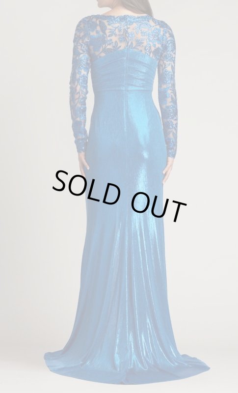 画像2: 【アンミカさん着用】Tadashi Shoji タダシショージ  VEDER DRAPED ILLUSION GOWN　ブルー系 (2)