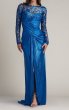 画像1: 【アンミカさん着用】Tadashi Shoji タダシショージ  VEDER DRAPED ILLUSION GOWN　ブルー系 (1)