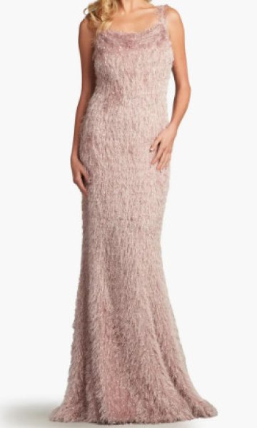 画像3: サイズ追加!Tadashi Shoji タダシショージ   ストール付き PIP EYELASH YARN GOWN パープル系 (3)