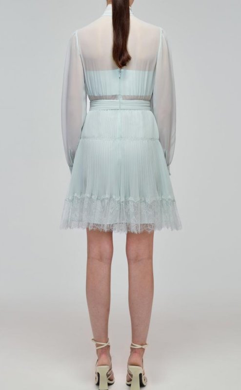 画像2: Self Portrait　セルフポートレート　Pale Green Chiffon Mini Dress (2)