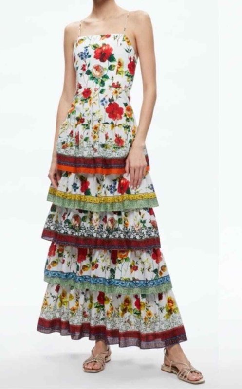 画像1: セール！Alice + Olivia アリスアンドオリビア　 Valencia floral tiered maxi dress  05014 (1)
