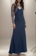 画像1: 限定セール！Tadashi Shoji  タダシショージ  　Crepe & Embroidered Lace Gown　ネイビー系  41101 (1)