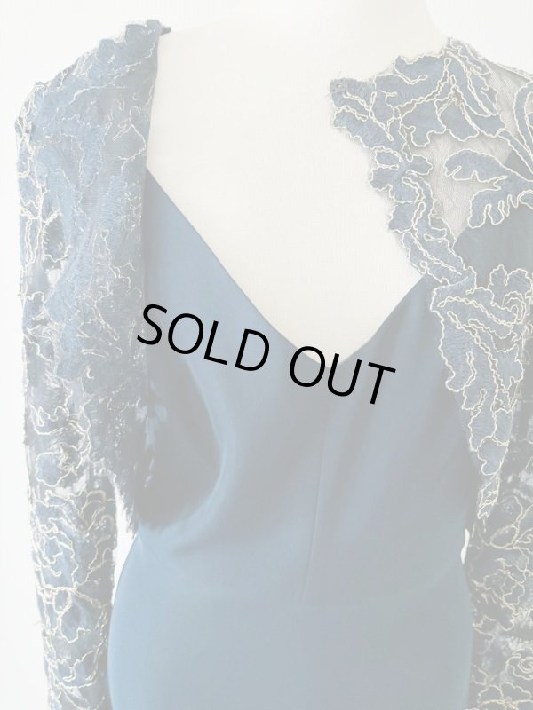 画像10: 1点のみ即発！Tadashi Shoji  タダシショージ  　Crepe & Embroidered Lace Gown　ネイビー系  41101 (10)