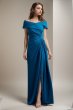 画像7: セール！【檀れいさん、藤原紀香さん着用】Tadashi Shoji タダシショージ   MARION DRAPED CREPE GOWN ブルー系  42501 (7)