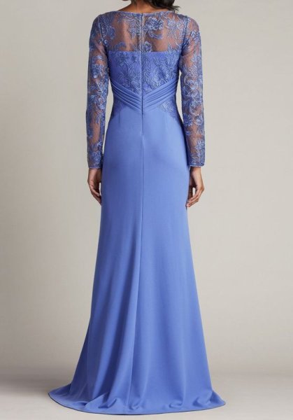 画像2: 再販売! Tadashi Shoji  タダシショージ RAVINA EMBROIDERED ILLUSION GOWN パープル系 03073 (2)