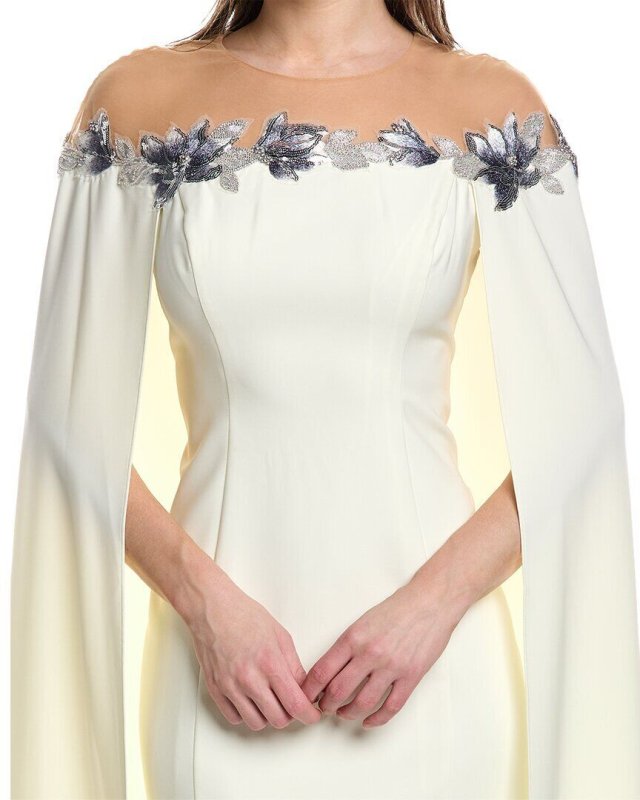 画像3: 75%オフ！即発 Marchesa Notte マルケッサノッテ　Tulle Illusion Cape Dress  41901 (3)