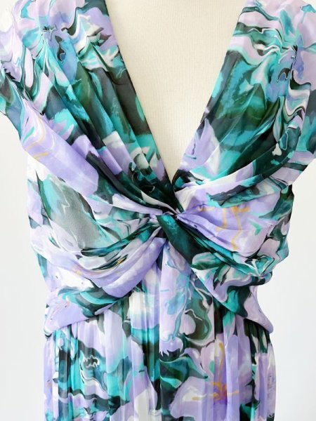 画像6: Tadashi Shoji タダシショージ  EDITH  花柄プリントドレス ブルー、パープル系  42301 (6)