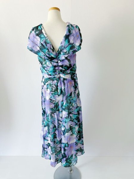 画像5: Tadashi Shoji タダシショージ  EDITH  花柄プリントドレス ブルー、パープル系  42301 (5)