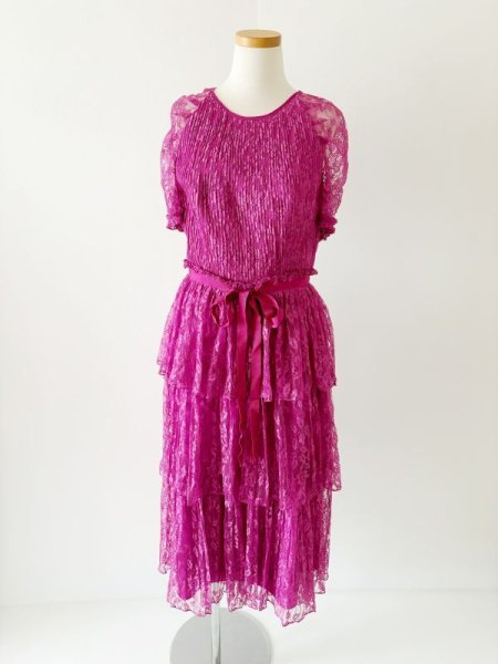 画像4: 即発！ML Monique Lhuillier モニークルイリエ　レースティヤードミディドレス  05021 (4)