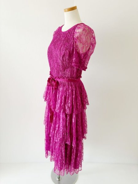 画像8: 即発！ML Monique Lhuillier モニークルイリエ　レースティヤードミディドレス  05021 (8)