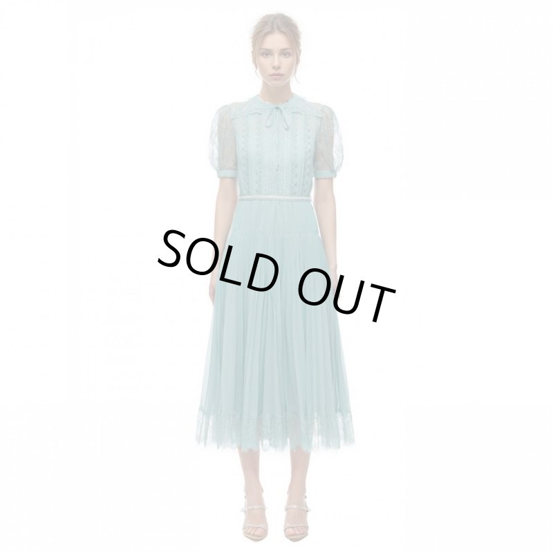 画像4: セール！Self Portrait　セルフポートレート　 Crystal-embellished chiffon and lace dress  ブルー、グリーン系  05023 (4)