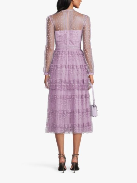画像2: セール!Self Portrait セルフポートレート Lilac Tiered Midi Dress  01094 (2)