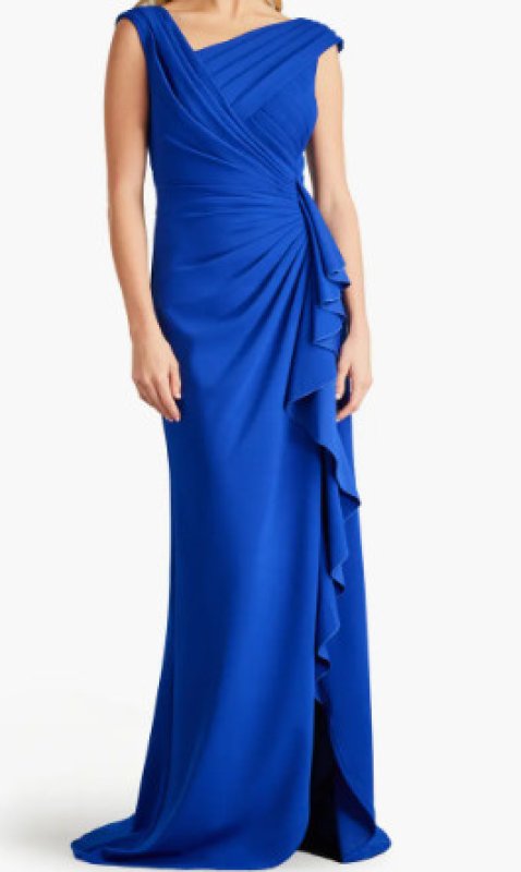 画像1: 限定セール！Tadashi Shoji タダシショージ   SPERRY キャスケードラッフルドレス　　ブルー  10102 (1)