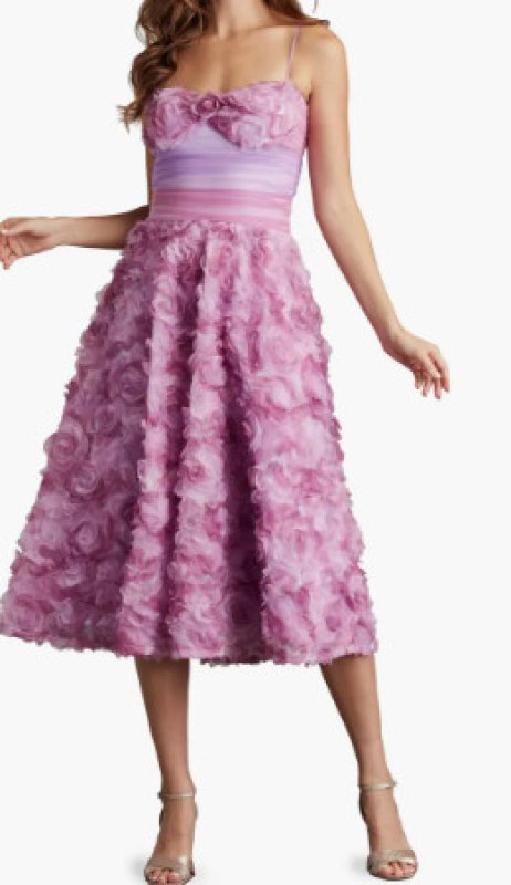 画像1: 【平野綾さん着用】Tadashi Shoji タダシショージ   SERIE MIDI DRESS　ピンク、 パープル系  12121 (1)