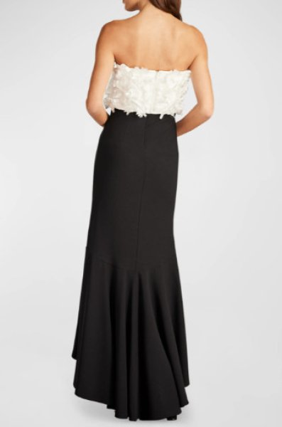 画像3: セール！Tadashi Shoji タダシショージ 　XORA FLORAL EMBELLISHED STRAPLESS GOWN　ブラック、ホワイト (3)