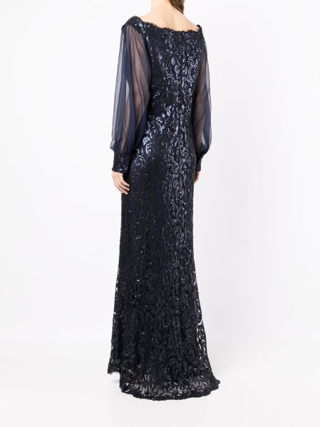 画像3:  セール!Tadashi Shoji  タダシショージ  CASSATT sequin embellished gown  ネイビー系 (3)