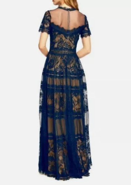 画像2: Tadashi Shoji タダシショージ   camilla Lace Gown ネイビー (2)