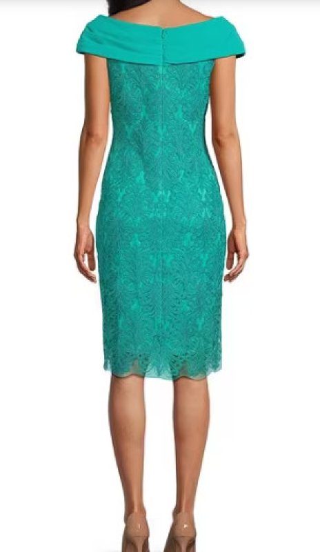 画像2: Tadashi Shoji タダシショージ 　GALLE DRAPED V-NECK DRESS グリーン系 (2)