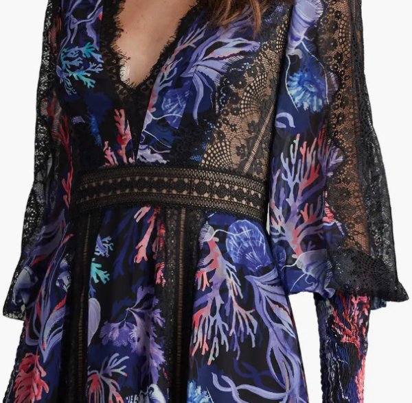 画像3: Tadashi Shoji タダシショージ   KRISHNA OCEANIC PRINT MIDI DRESS ブルー、パープル系 (3)