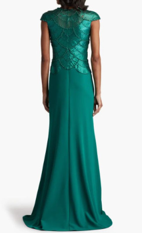 画像2: Tadashi Shoji  タダシショージ    CORALIA BEADED CREPE GOWN グリーン系  11093 (2)