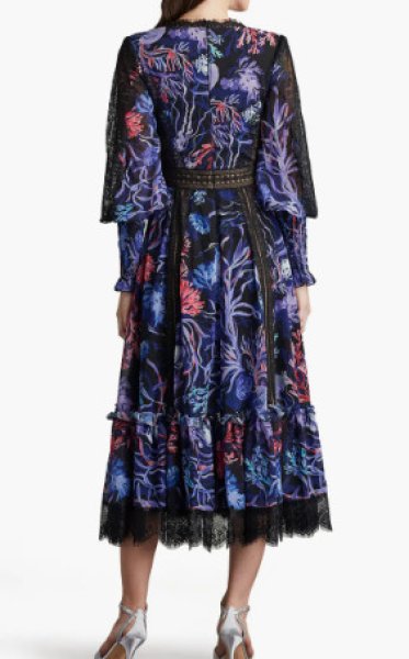画像2: Tadashi Shoji タダシショージ   KRISHNA OCEANIC PRINT MIDI DRESS ブルー、パープル系 (2)