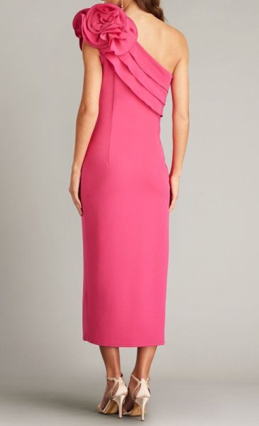 画像3: Tadashi Shoji タダシショージ   PIKE DRAPED ROSETTE SHOULDER DRESS ピンク系 (3)