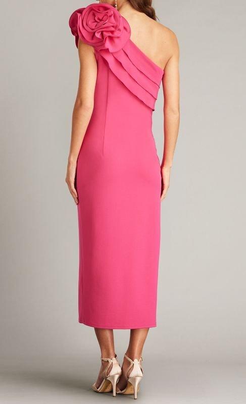 画像3: Tadashi Shoji タダシショージ   PIKE DRAPED ROSETTE SHOULDER DRESS ピンク系 (3)