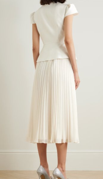 画像2: セール!Self Portrait セルフポートレート  Belted cloque and pleated chiffon midi dress (2)
