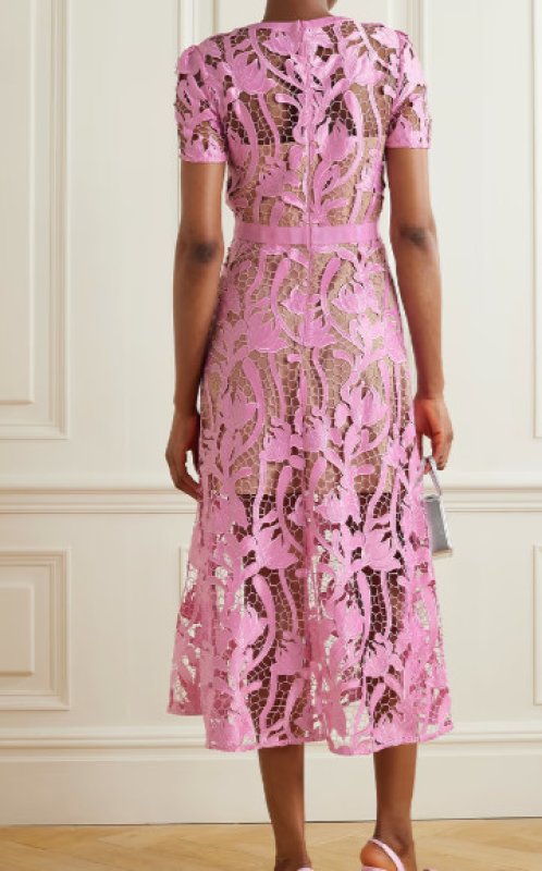 画像2: 【パリスヒルトン愛用】Self Portrait　セルフポートレート　Guipure-lace flared midi dress　ピンク  10231 (2)