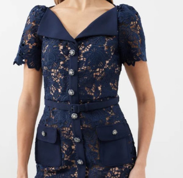 画像3: セール!Self Portrait セルフポートレート Crystal-embellished guipure-lace midi dress ネイビー  03052 (3)