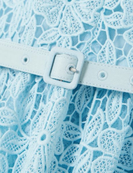 画像3: Self Portrait セルフポートレート Belted guipure lace midi dress ブルー (3)