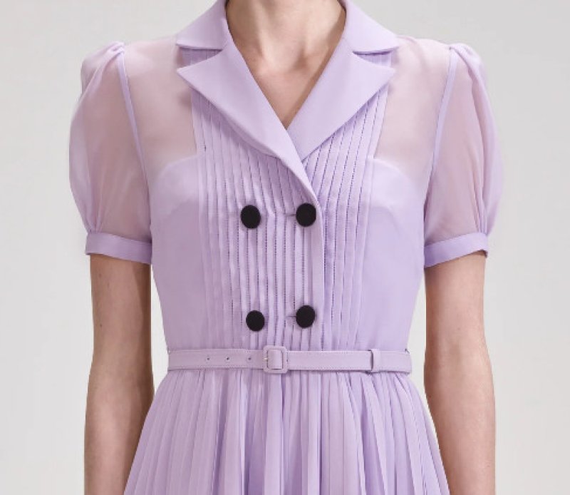 画像3: Self Portrait　セルフポートレート　LILAC CHIFFON PLEATED COLLAR MIDI DRESS (3)