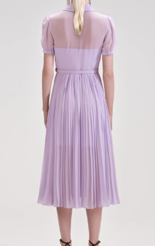 画像2: Self Portrait　セルフポートレート　LILAC CHIFFON PLEATED COLLAR MIDI DRESS (2)