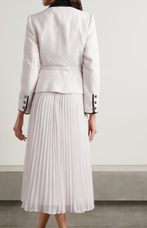 画像2: セール！Self Portrait　セルフポートレート  リボンタイ付きtweed and chiffon midi dress  03062 (2)