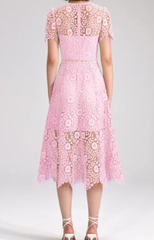 画像2: Self Portrait　セルフポートレート　PINK ROSE LACE MIDI DRESS (2)