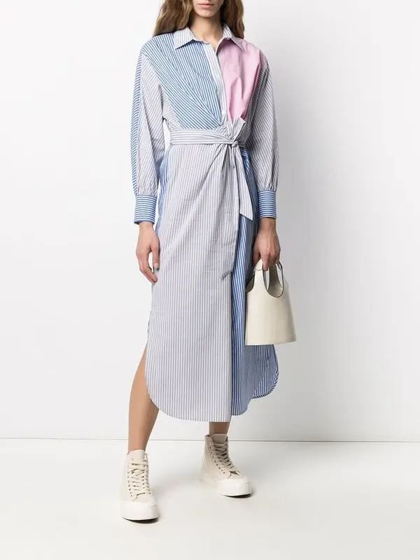 画像1: 【平祐奈さん着用】MSGM   Patchwork Striped Long Shirt Dress (1)