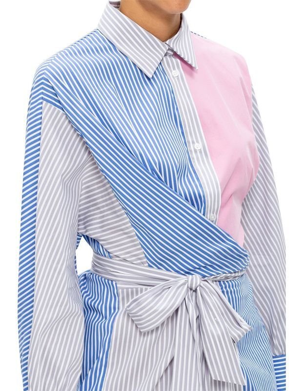 画像2: 【平祐奈さん着用】MSGM   Patchwork Striped Long Shirt Dress (2)