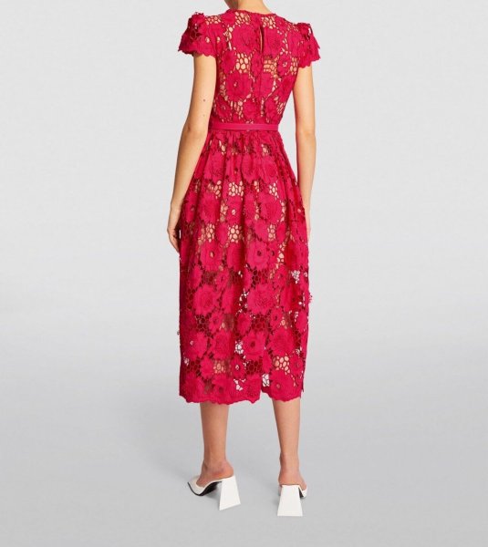 画像2: 【パリスヒルトン愛用】Self Portrait セルフポートレート Belted Cotton Guipure Lace Midi Dress  (2)