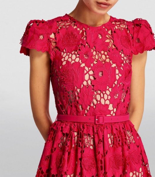 画像3: 【パリスヒルトン愛用】Self Portrait セルフポートレート Belted Cotton Guipure Lace Midi Dress  (3)