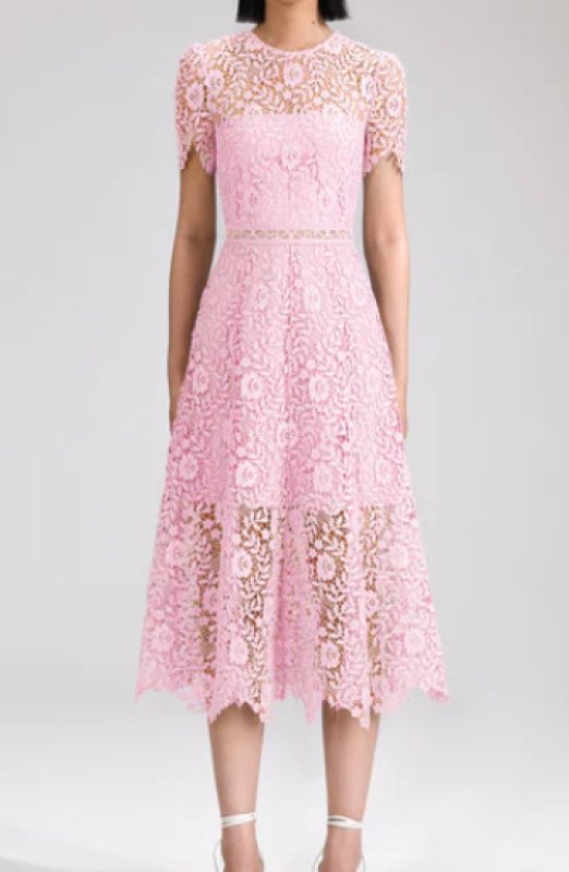 画像1: Self Portrait　セルフポートレート　PINK ROSE LACE MIDI DRESS (1)