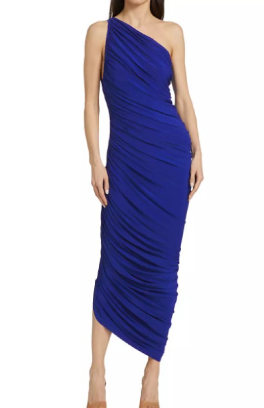 画像1: 【ドラマ使用】Norma Kamali ノーマカマリ　Diana ワンショルダーGown　ブルー (1)