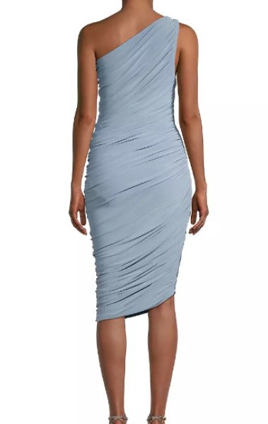 画像2: 【SATC続編ドラマ、キャリー着用】Norma Kamali ノーマカマリ Diana ワンショルダーミディドレス  ソフトブルー (2)