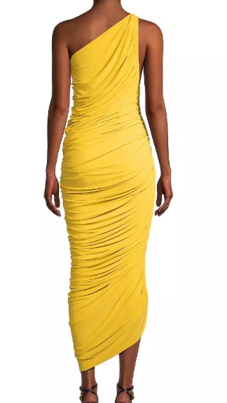 画像2: 【サラジェシカパーカー着用】Norma Kamali ノーマカマリ　Diana ワンショルダーGown レモン (2)